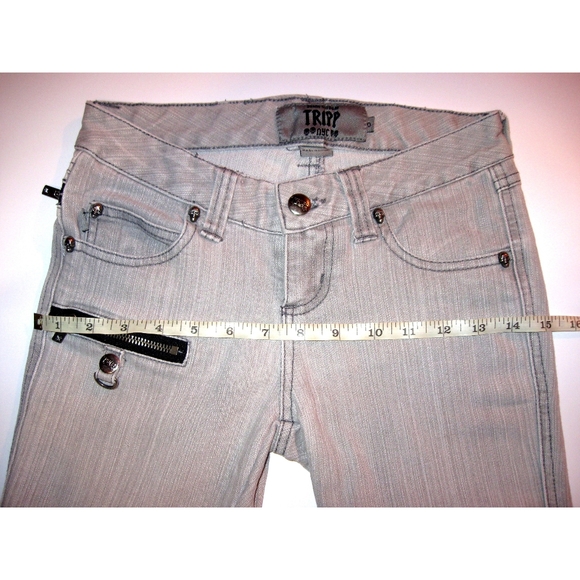 Tripp Nyc Gray Zipper Skinny Jeans Juniors Sz0 - Picture 4 of 8